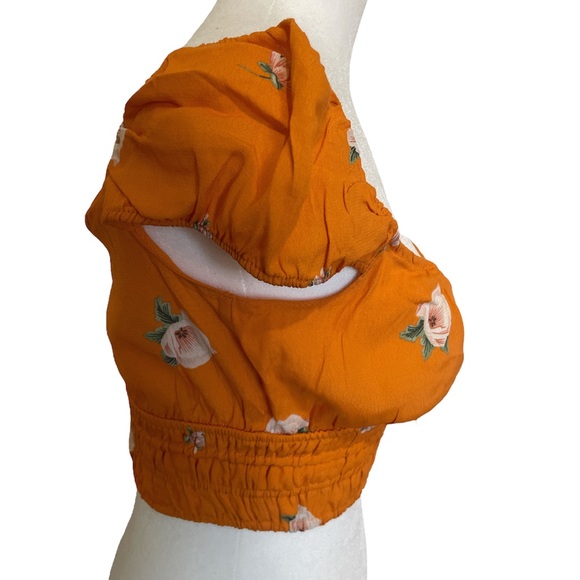 Zara orange floral milkmaid crop top - Picture 8 of 13
